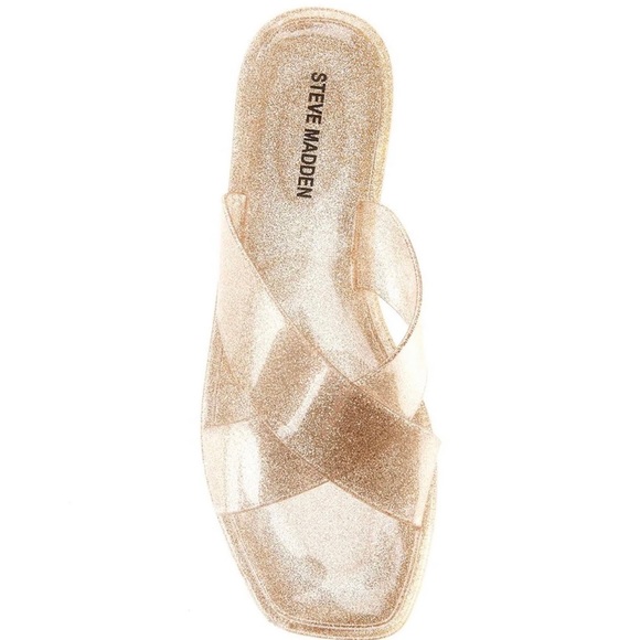 STEVE MADDEN Gold Glitter Jelly HORIZON Slide Sandal NIB - Picture 3 of 7